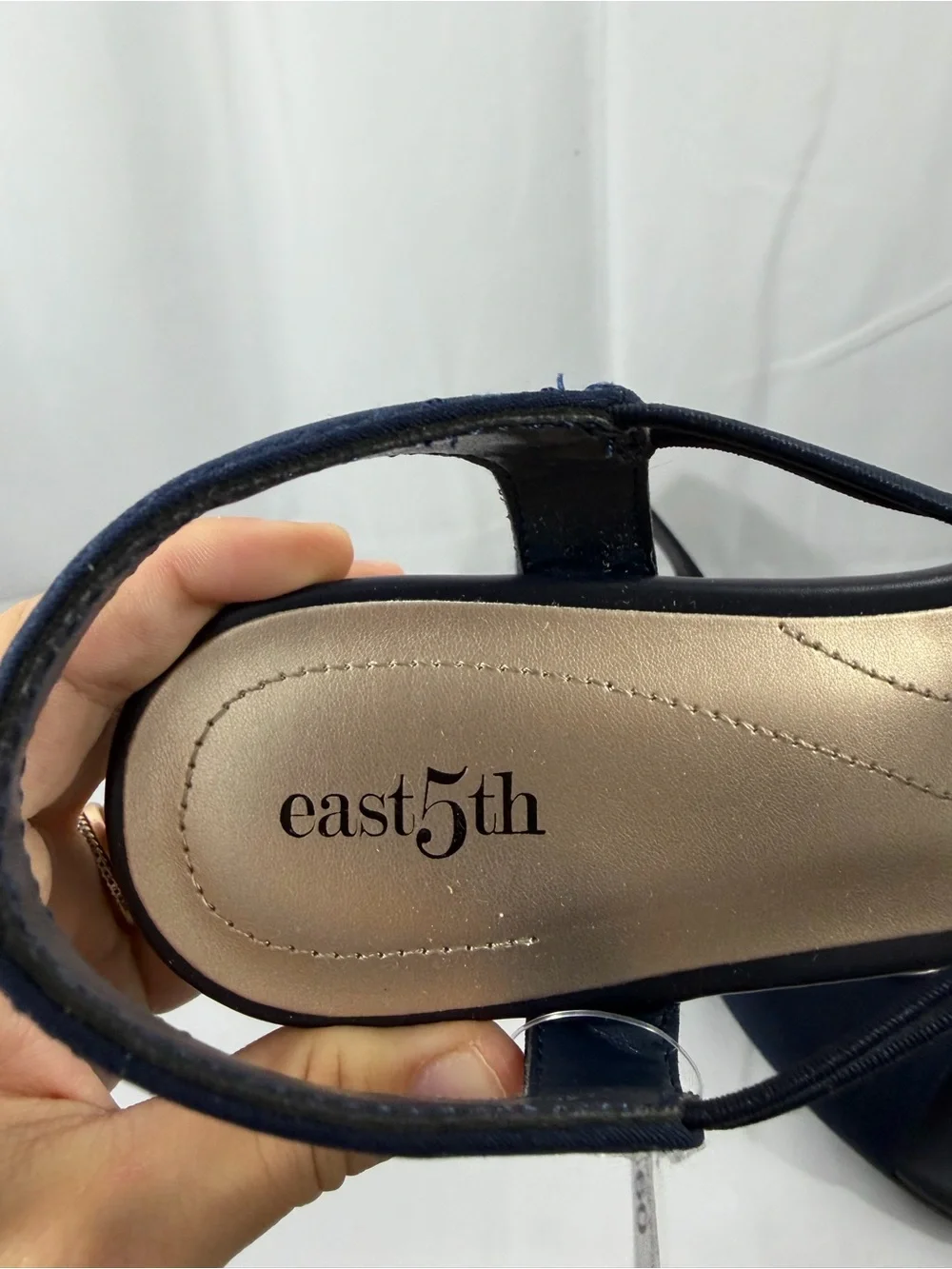 NWT East 5th Women’s Size 9.5 Navy Silver Open-Toe Slingback Sandal